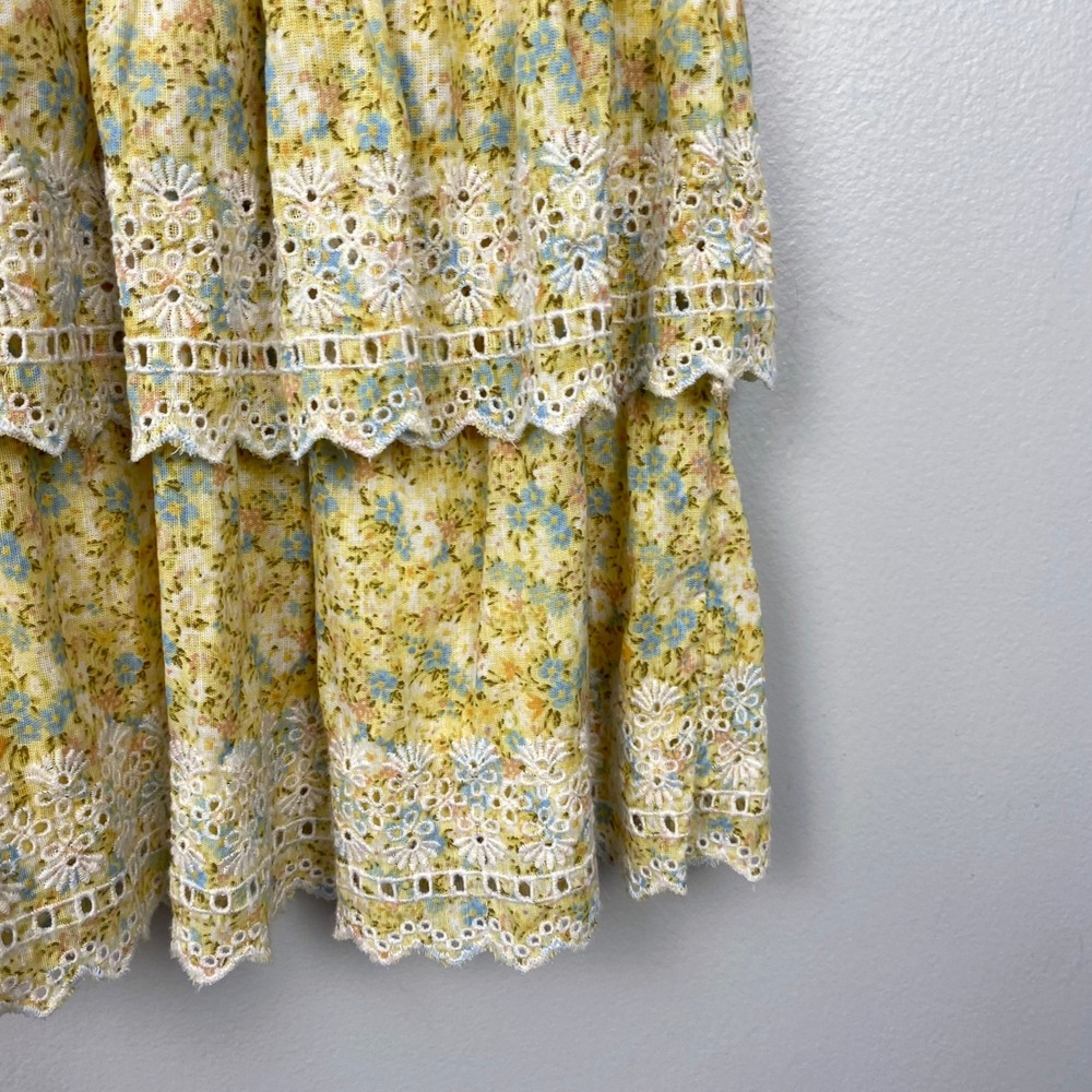 American Eagle Garden Party Faux Wrap Dress Yellow Floral Boho Summer Size Small - Picture 5 of 12